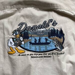 Sz Large Vintagee Disney Parks Disneyland Donald Duck Long Sleeve Fishing Shirt
